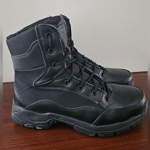 INCEPTOR Tactical Force Mens Black Leather, Steel Toe Boots